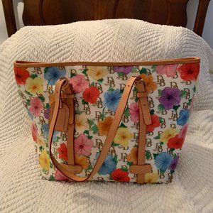 DOONEY & BOURKE COATED COTTON FLORAL SHOPPER